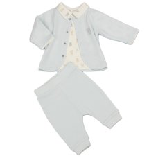 N14753: Baby Boys Waffle Fabric Jacket, Pant & Top Outfit (0-9 Months)